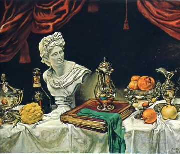  still Canvas - still life with silver ware 1962 Giorgio de Chirico Metaphysical surrealism